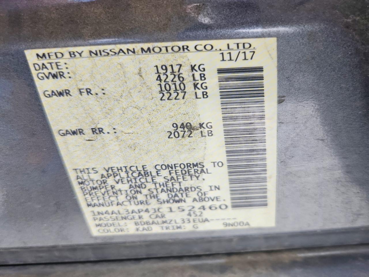 2018 NISSAN ALTIMA