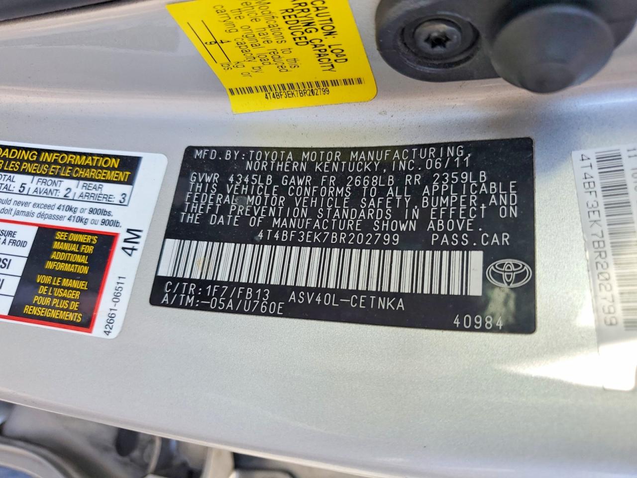2011 TOYOTA CAMRY