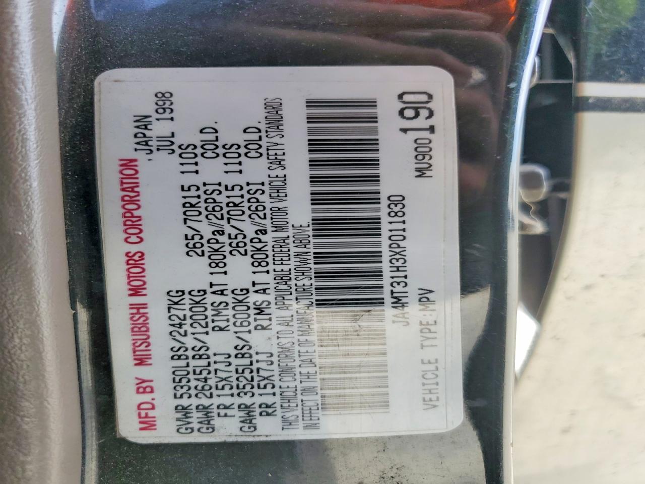 1999 MITSUBISHI MONTERO