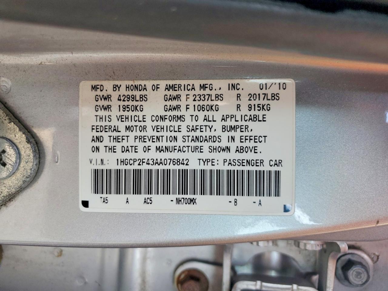 2010 HONDA ACCORD