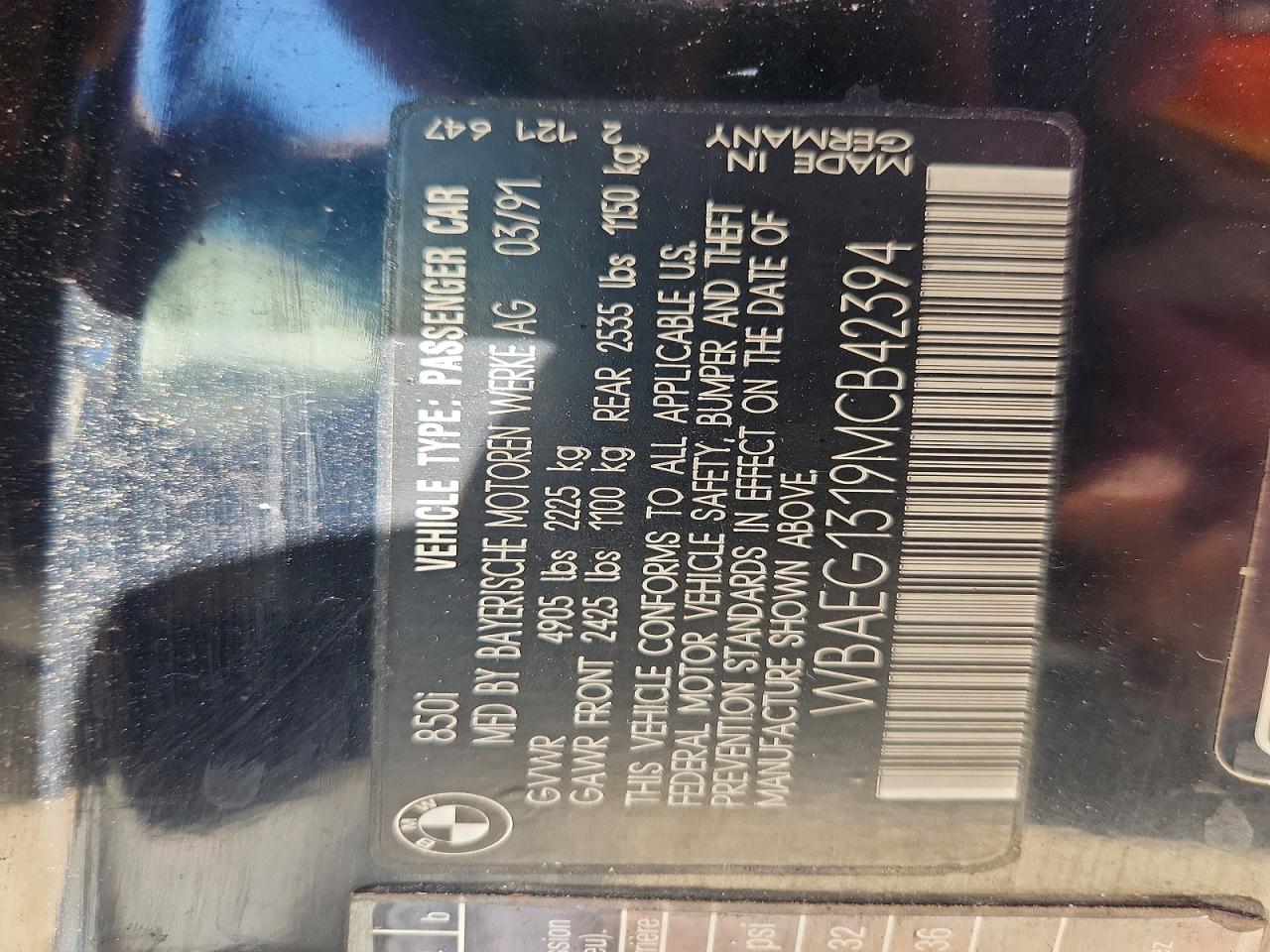 1991 BMW 8 SERIES