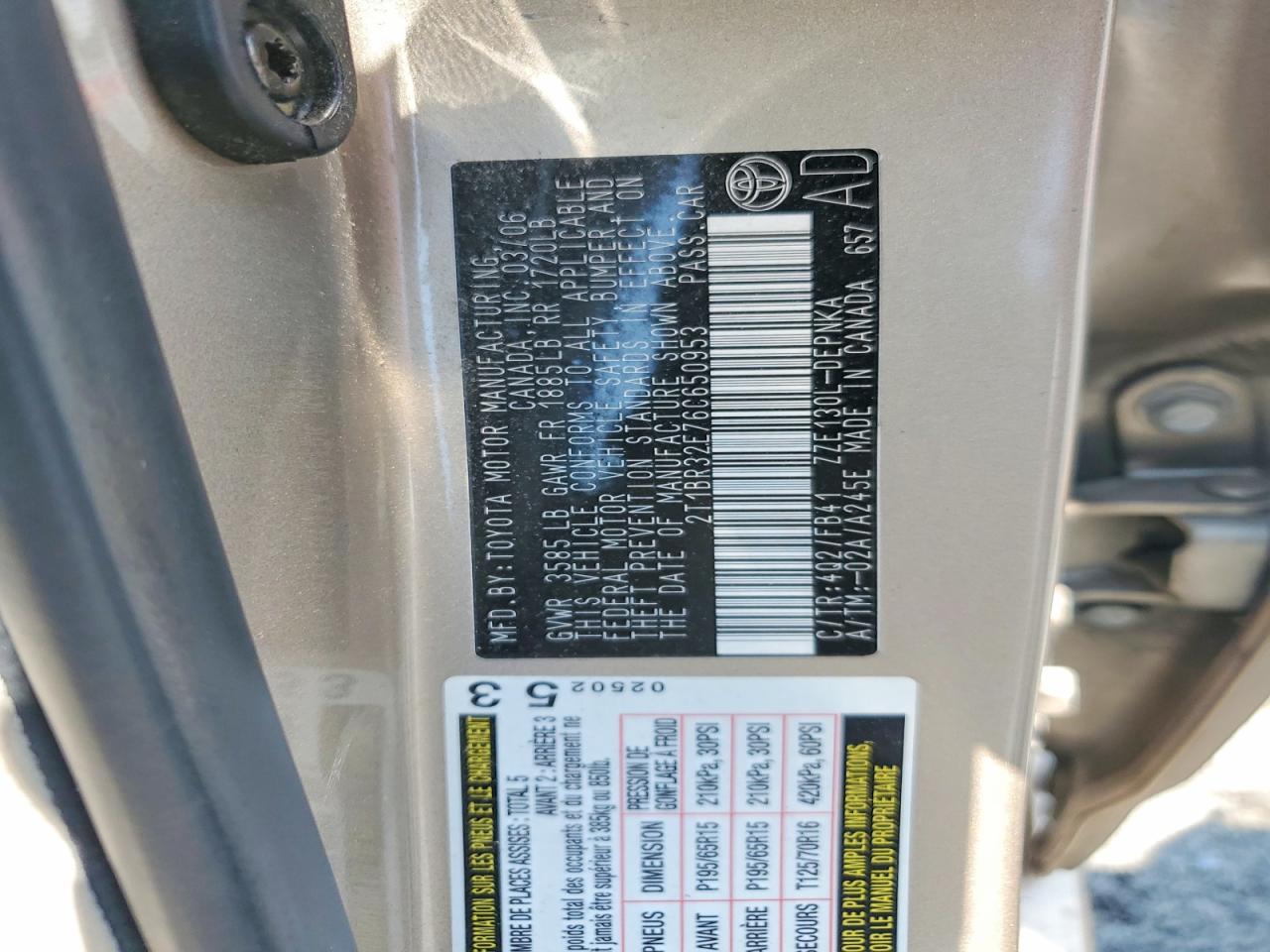 2006 TOYOTA COROLLA