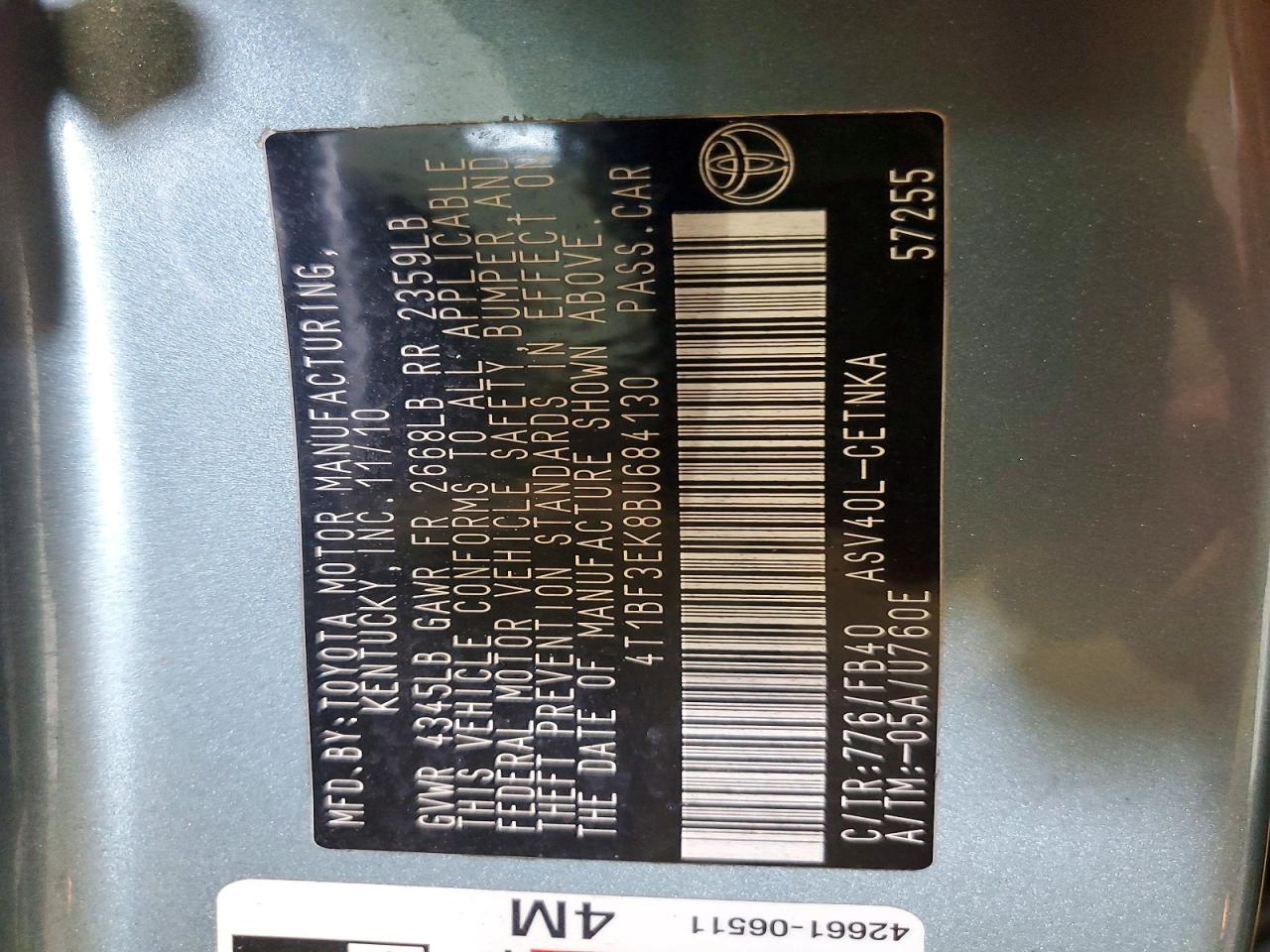 2011 TOYOTA CAMRY