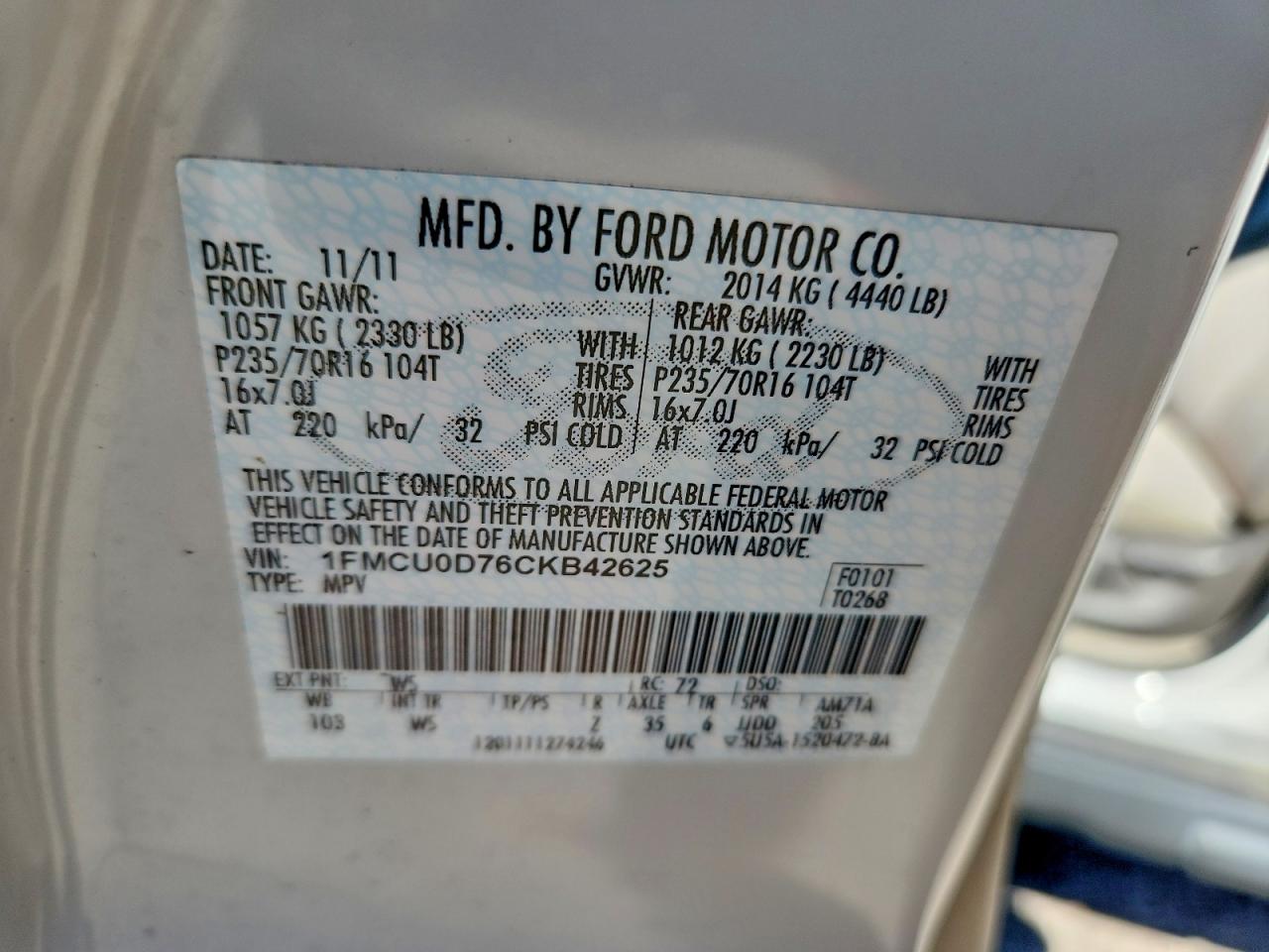 2012 FORD ESCAPE