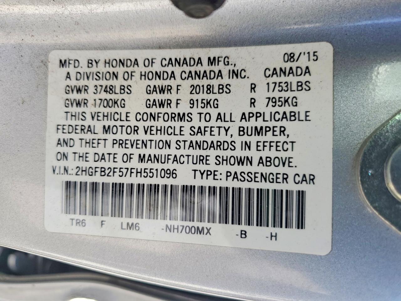 2015 HONDA CIVIC