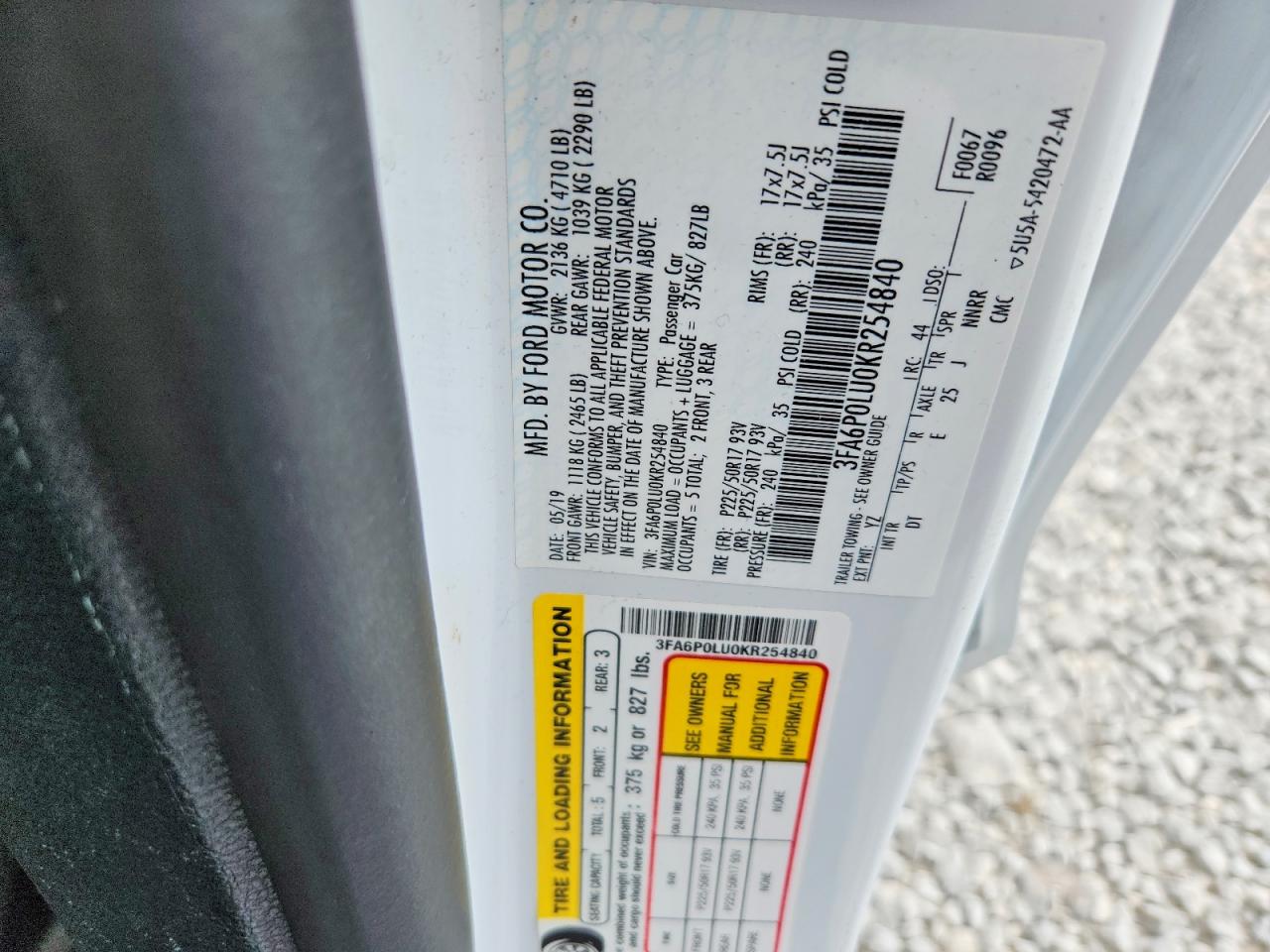 2019 FORD FUSION