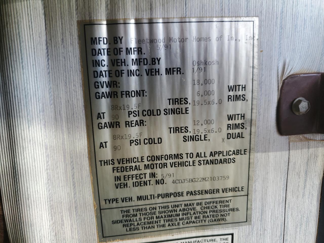 1991 OSHKOSH MOTOR TRUCK CO. ALL MODELS