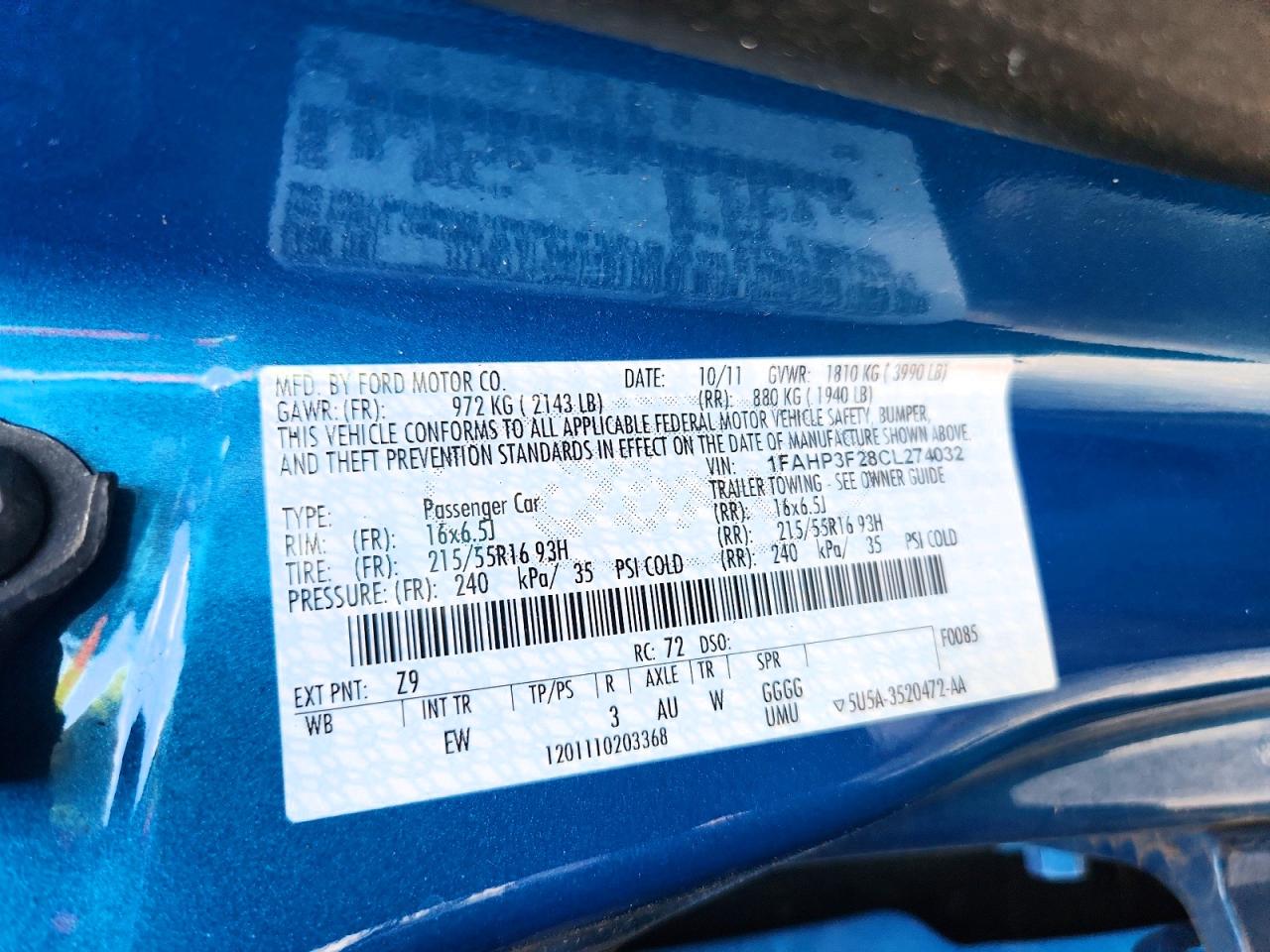 2012 FORD FOCUS