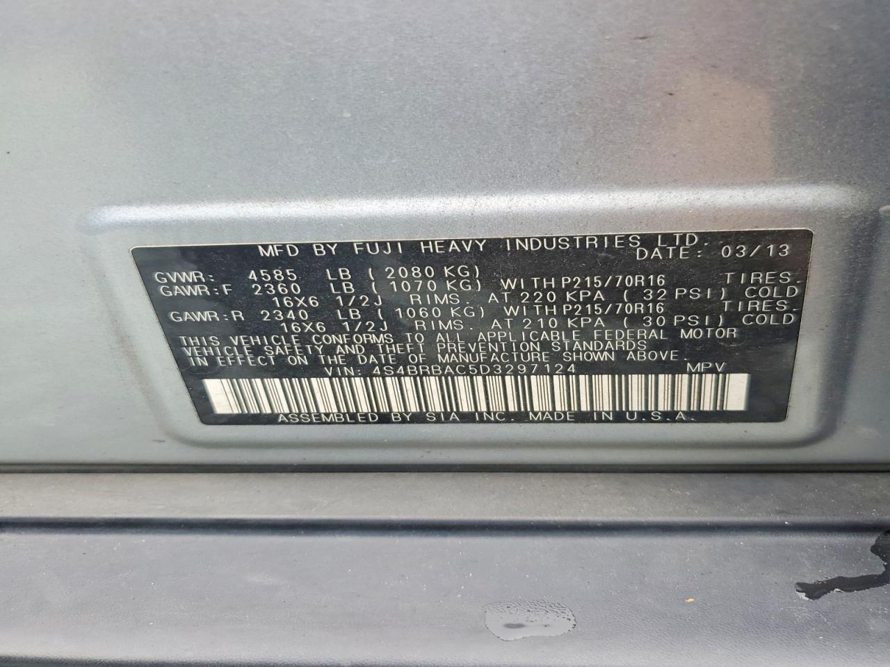 2013 SUBARU OUTBACK