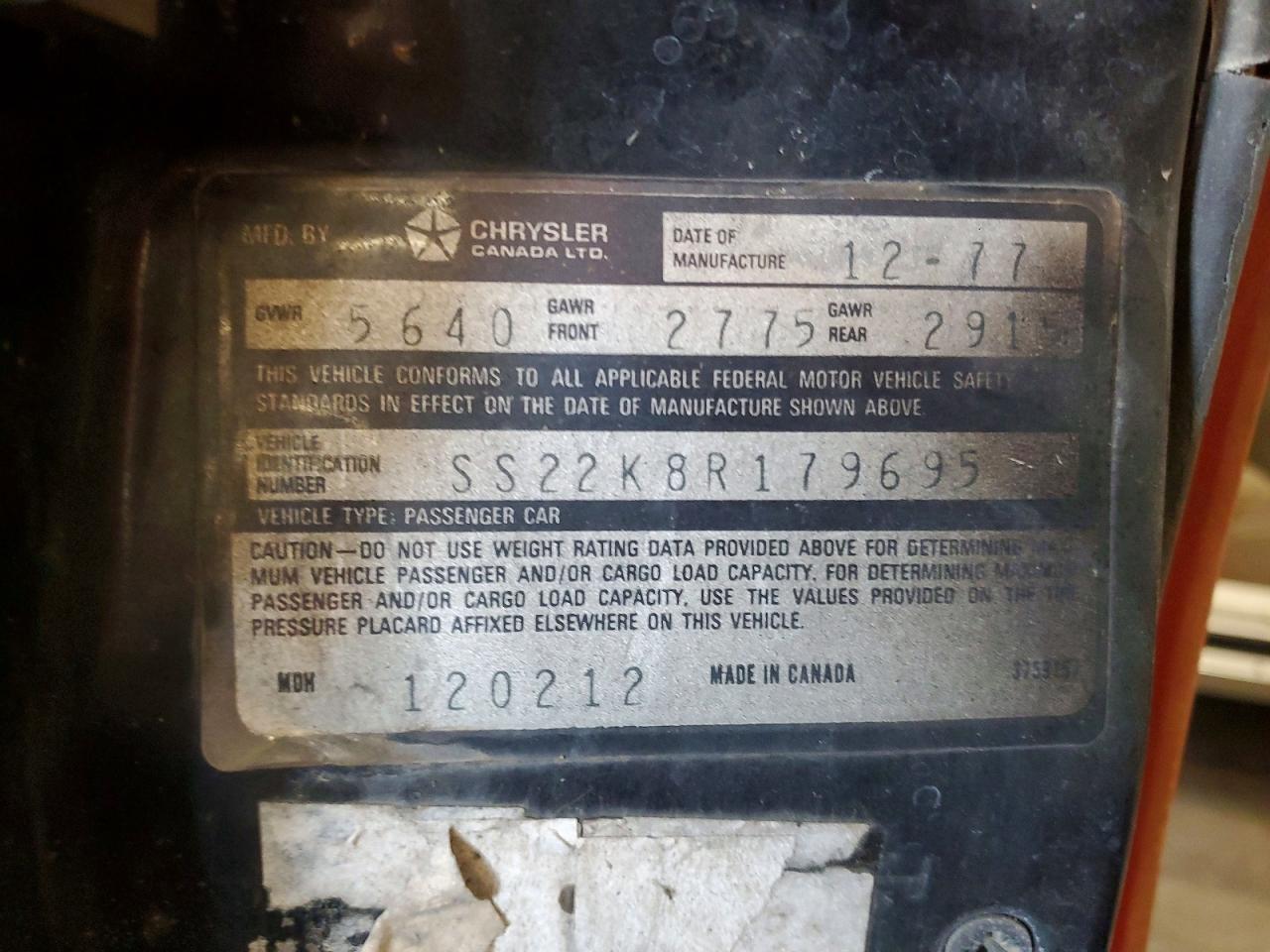 1978 CHRYSLER CORDOVA