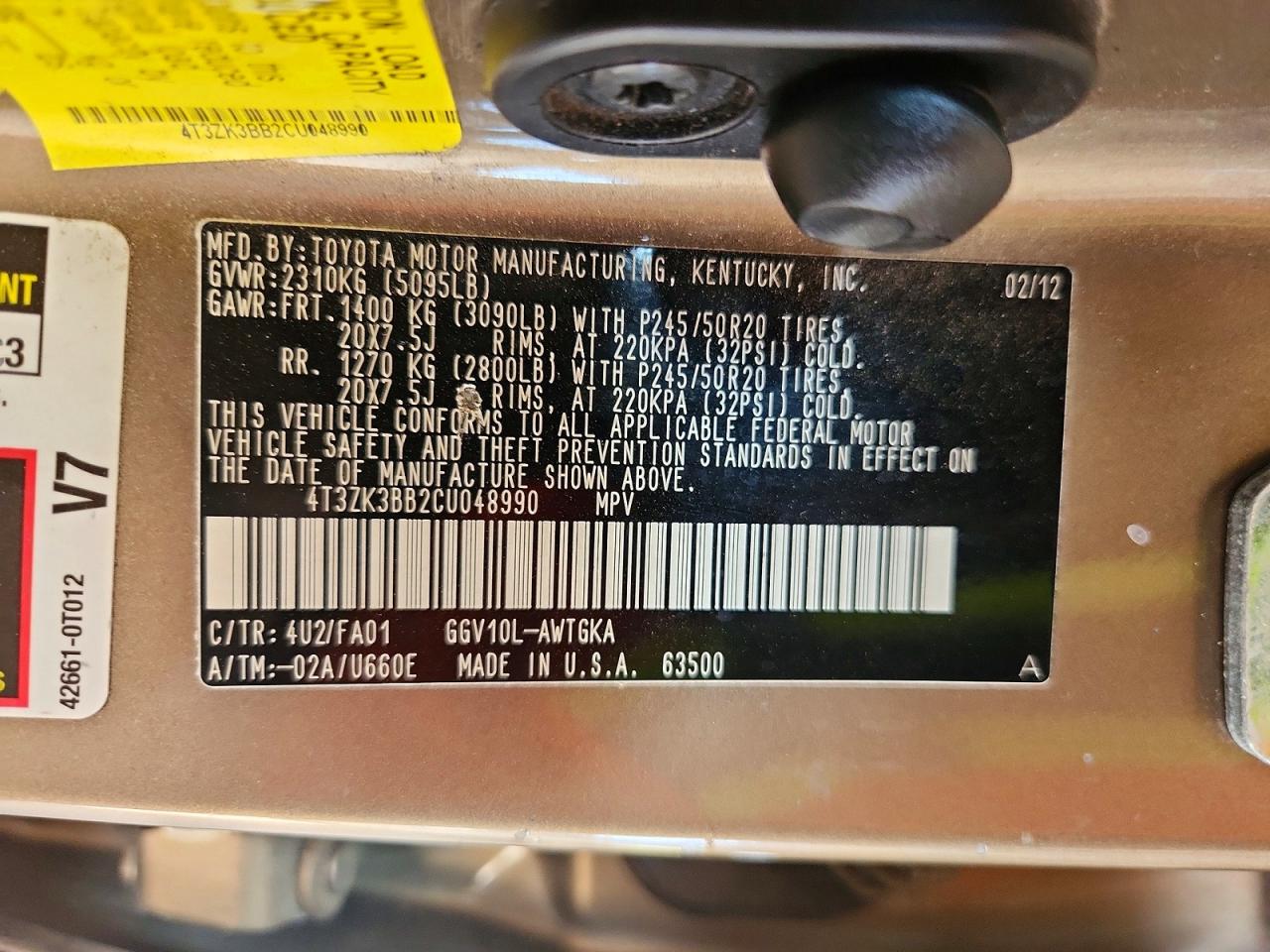 2012 TOYOTA VENZA