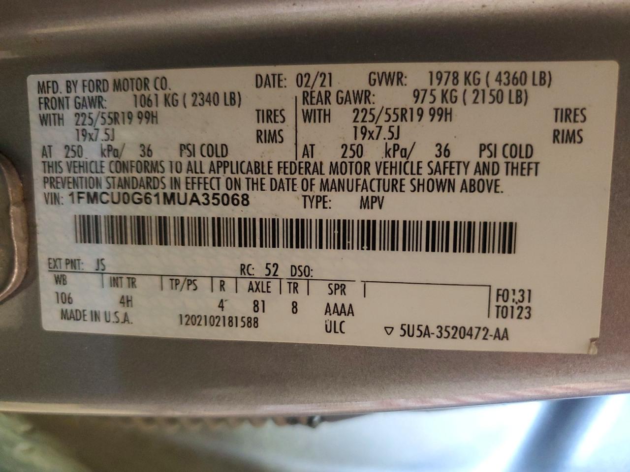 2021 FORD ESCAPE