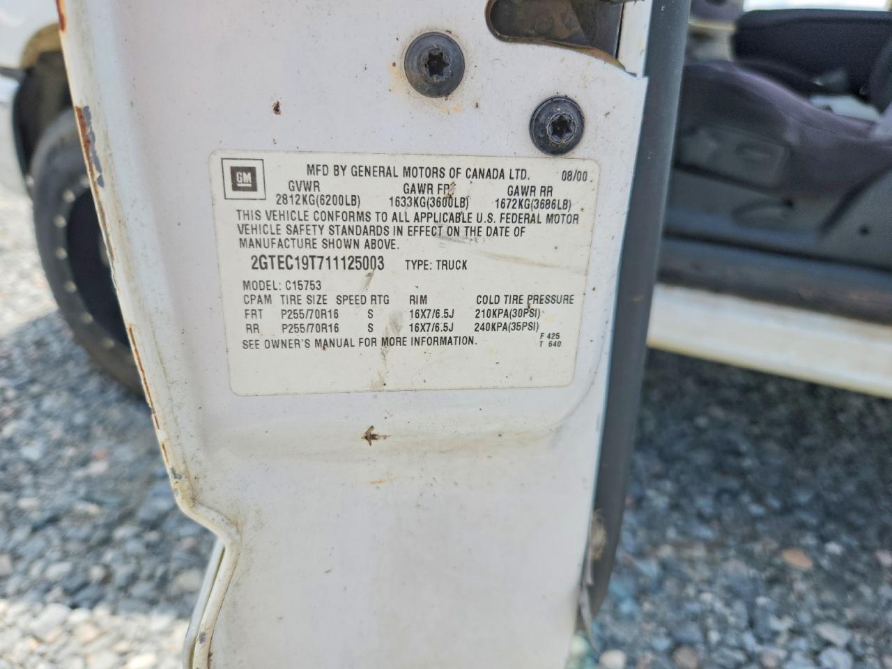 2001 GMC SIERRA