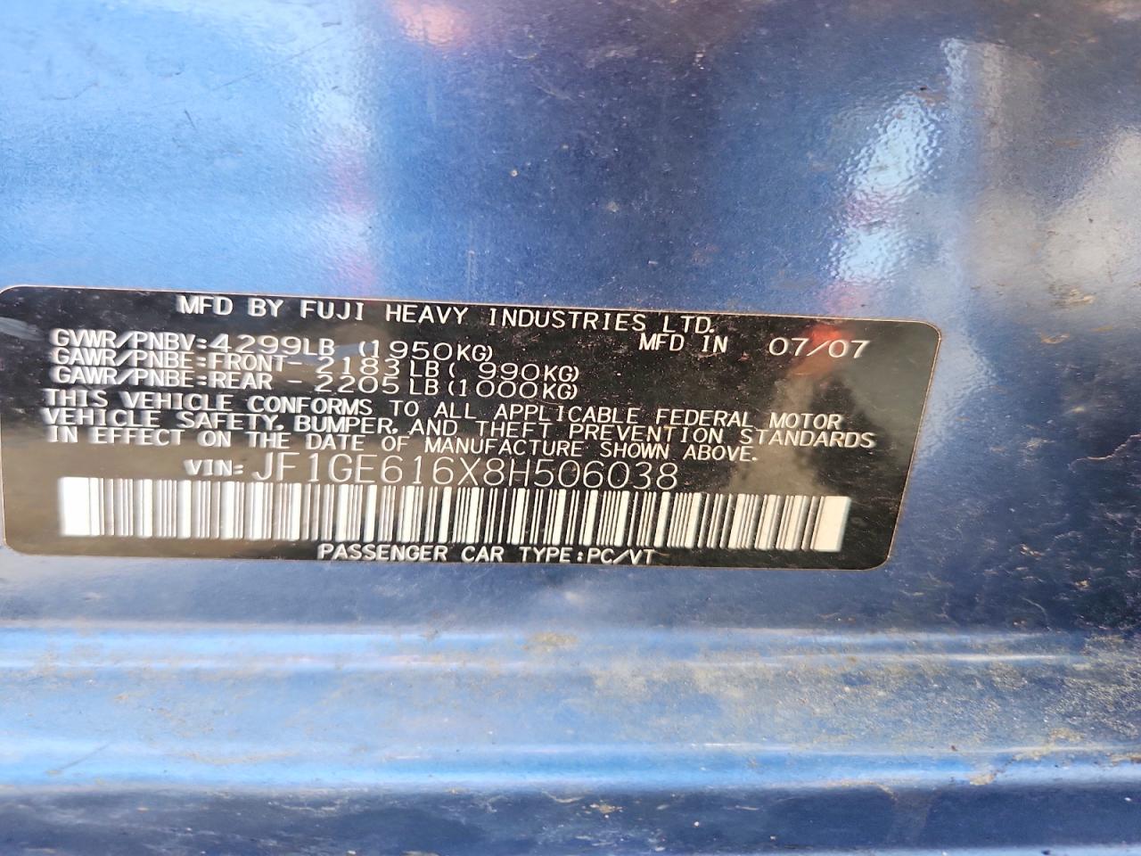 2008 SUBARU IMPREZA