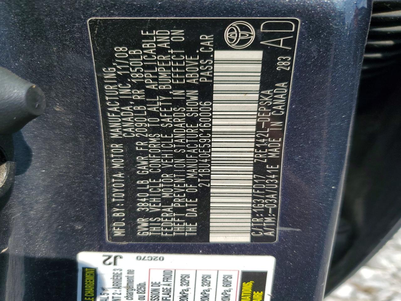 2009 TOYOTA COROLLA