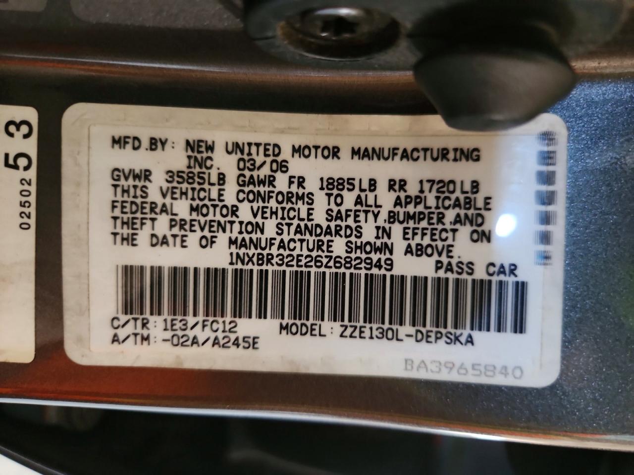 2006 TOYOTA COROLLA