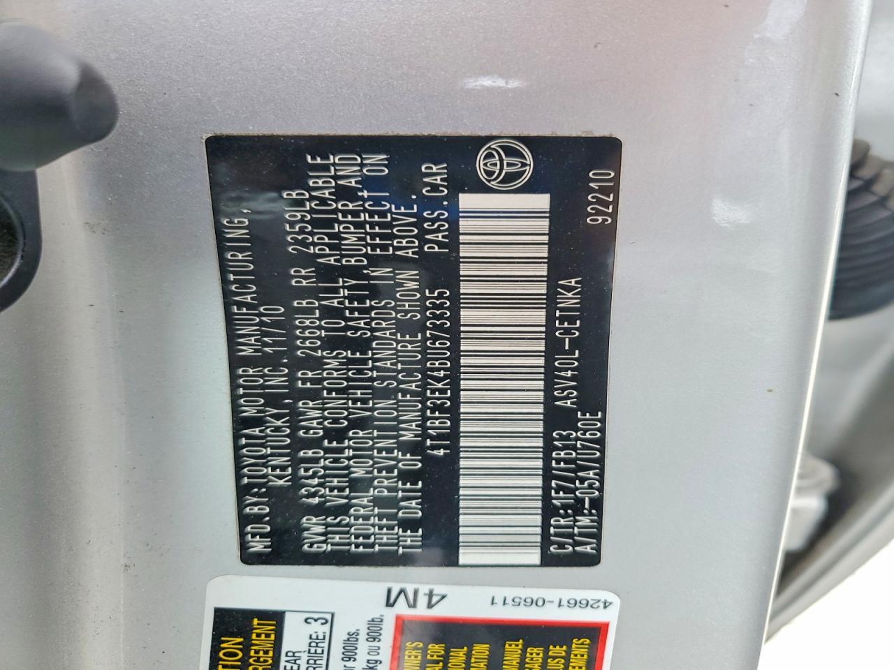 2011 TOYOTA CAMRY