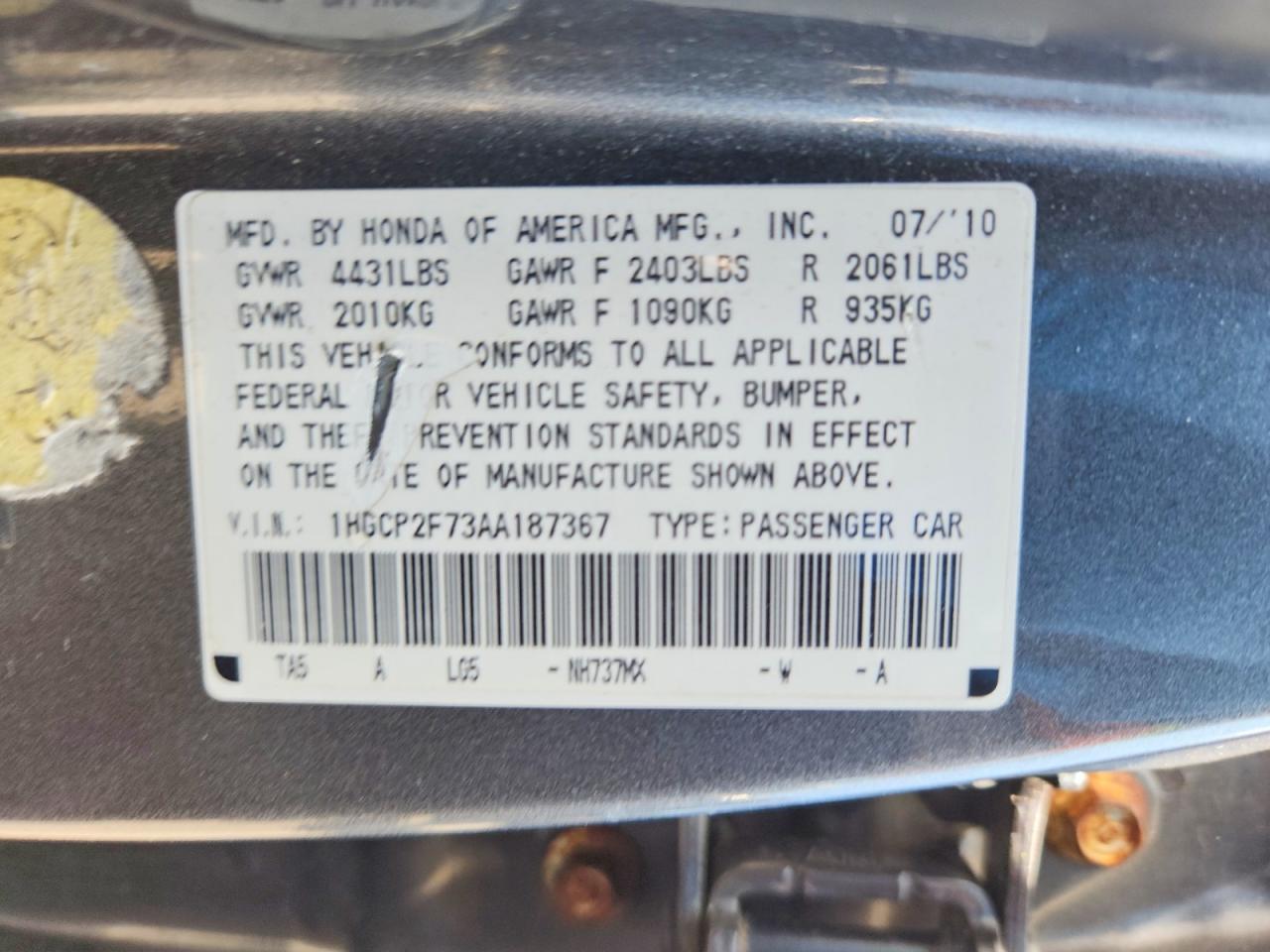 2010 HONDA ACCORD