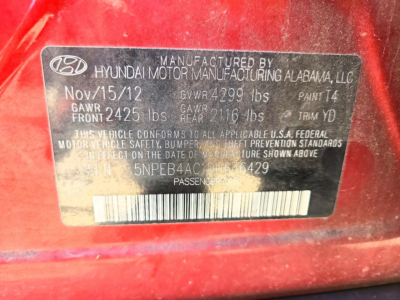 2013 HYUNDAI SONATA