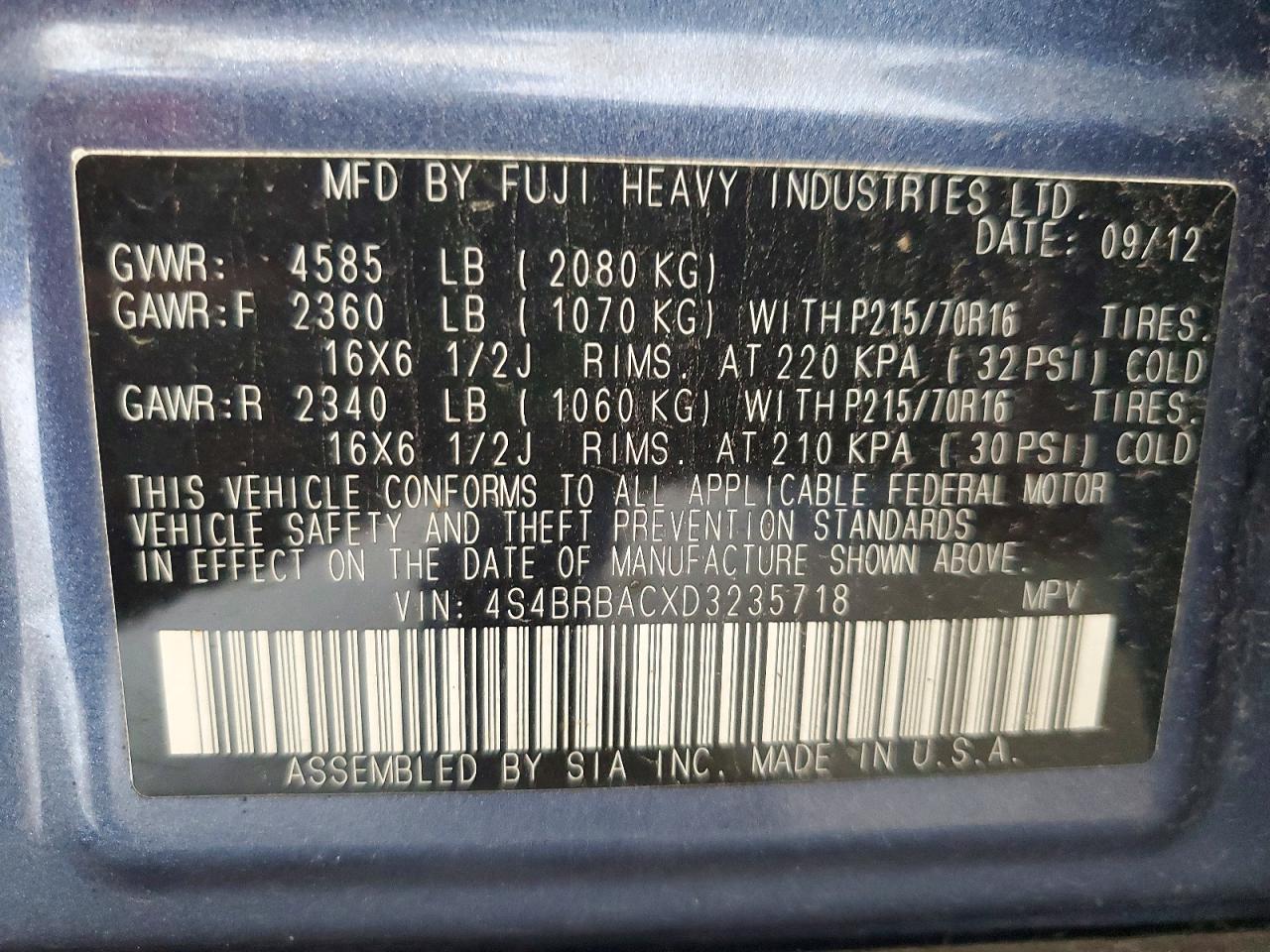 2013 SUBARU OUTBACK