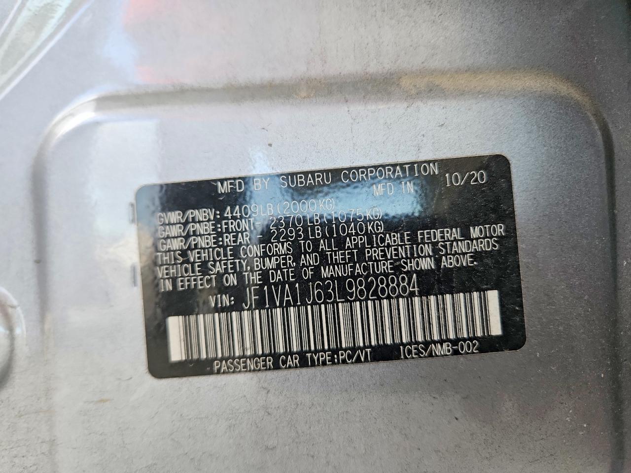2020 SUBARU WRX