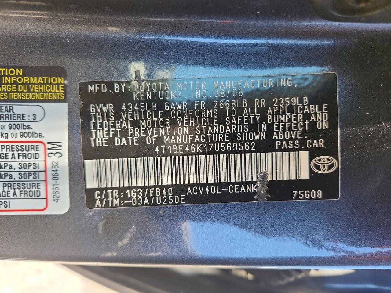 2007 TOYOTA CAMRY