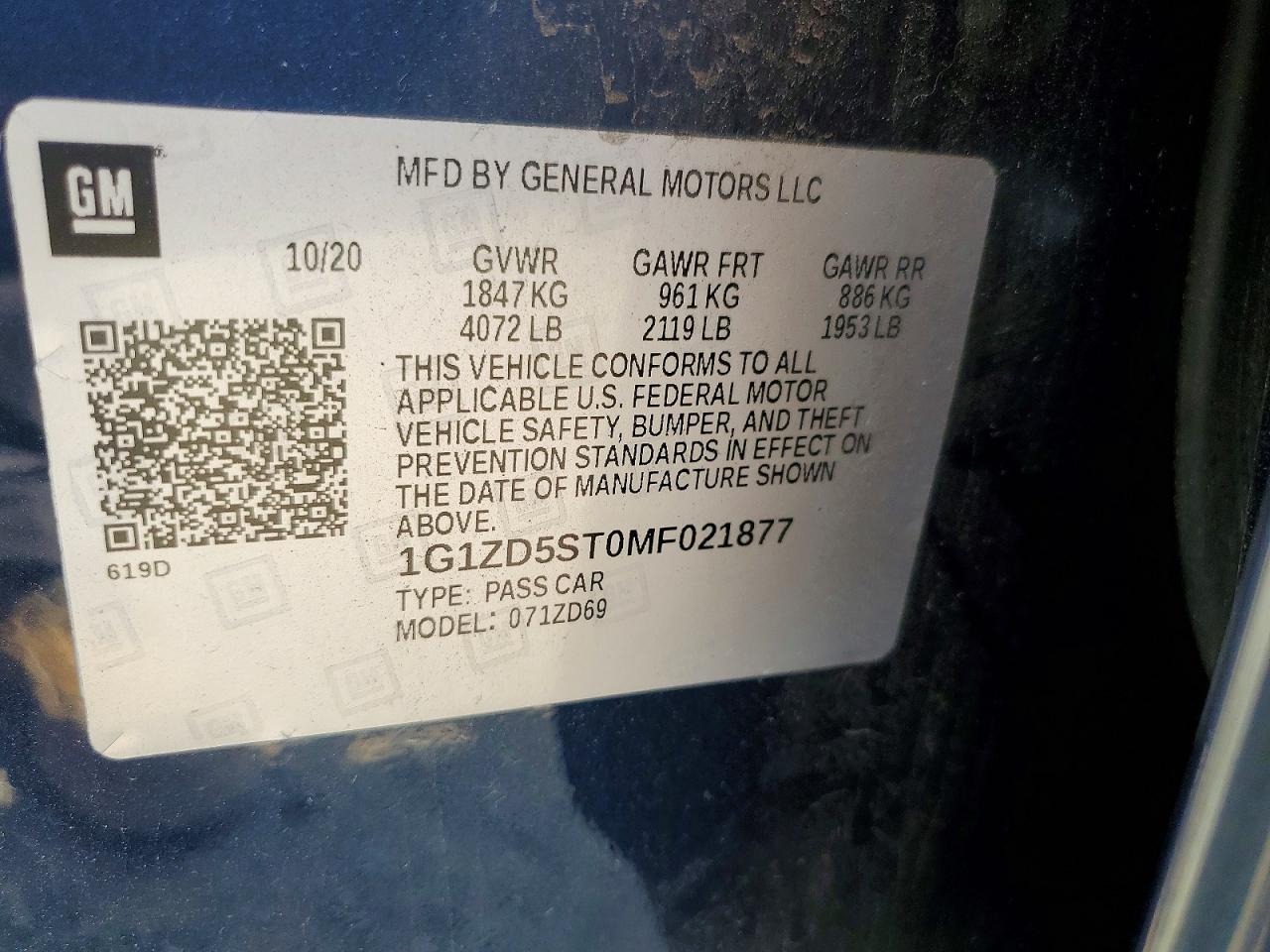 2021 CHEVROLET MALIBU