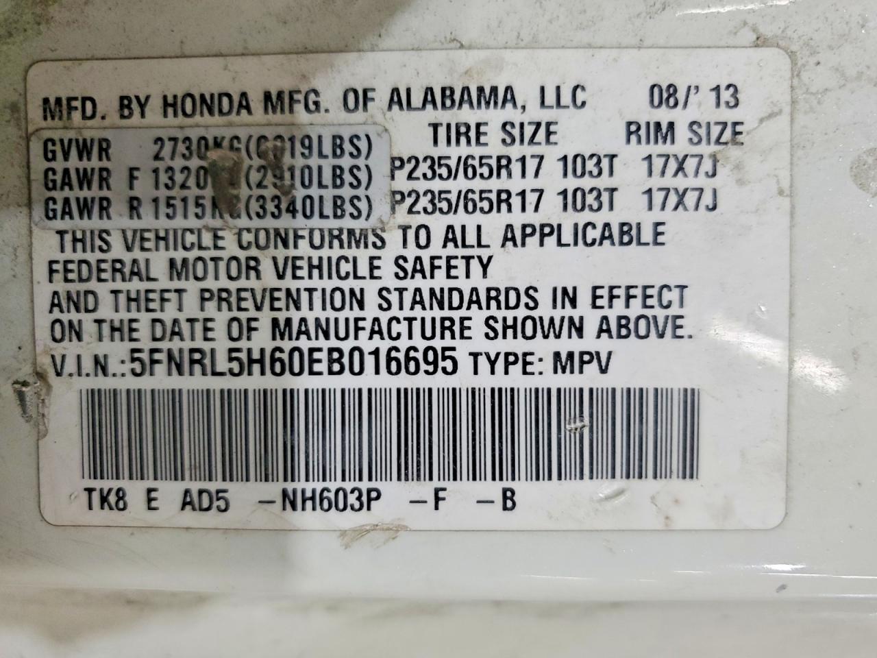 2014 HONDA ODYSSEY