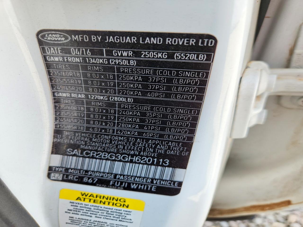 2016 LAND ROVER DISCOVERY