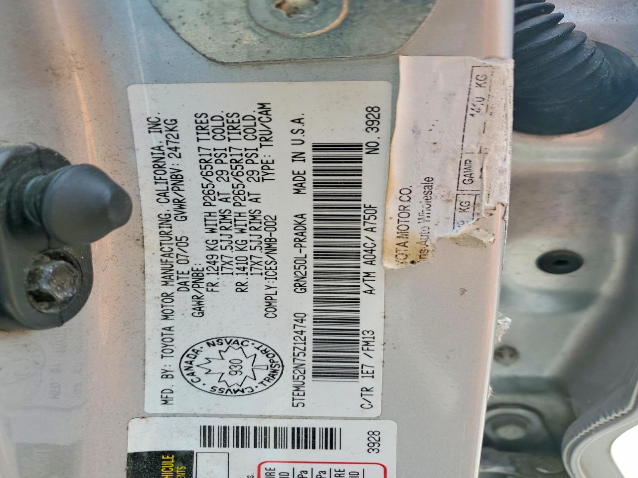 2005 TOYOTA TACOMA