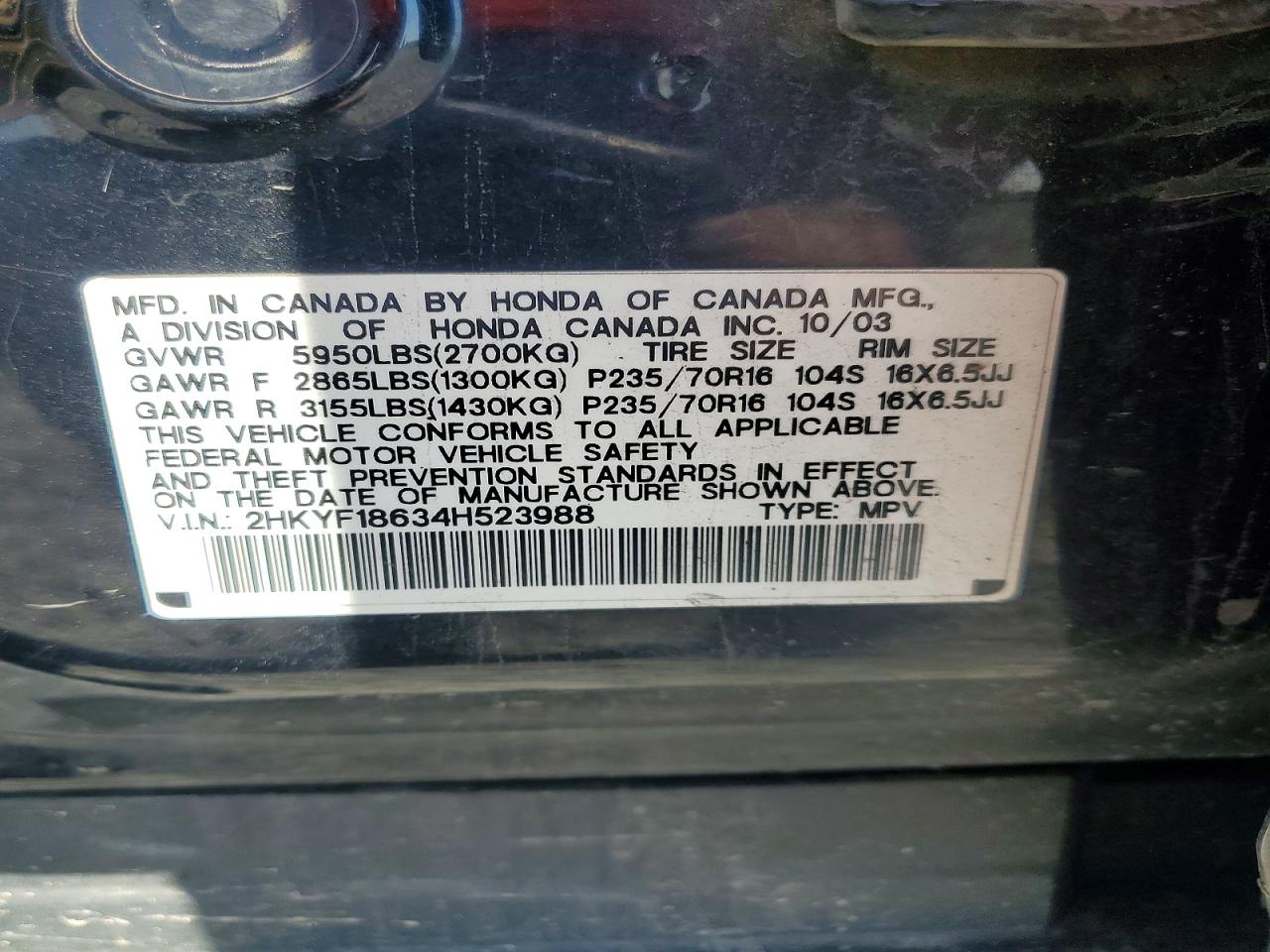 2004 HONDA PILOT