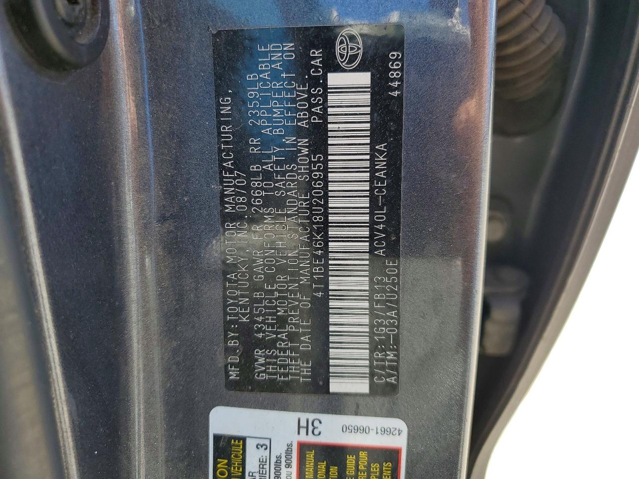 2008 TOYOTA CAMRY