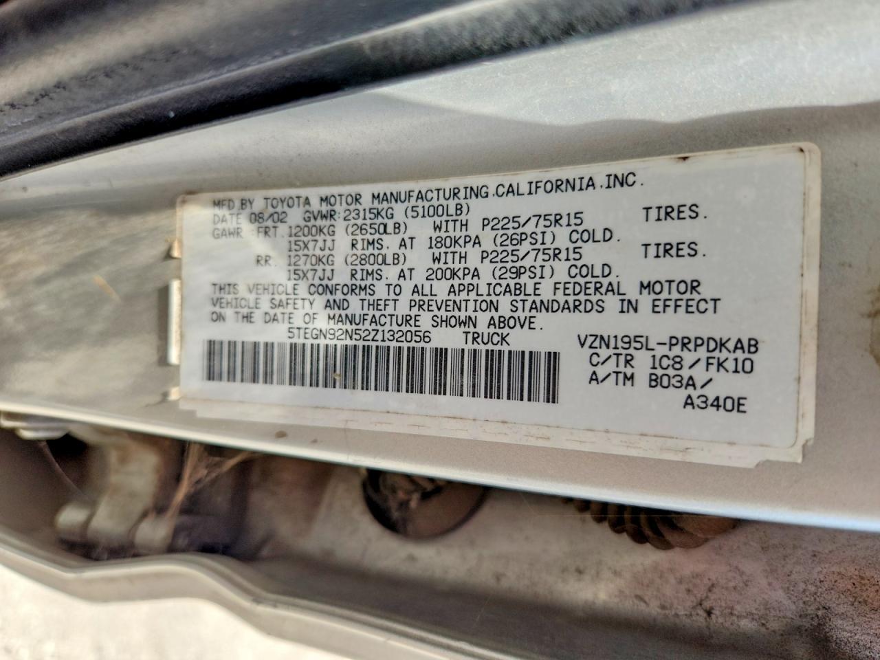 2002 TOYOTA TACOMA