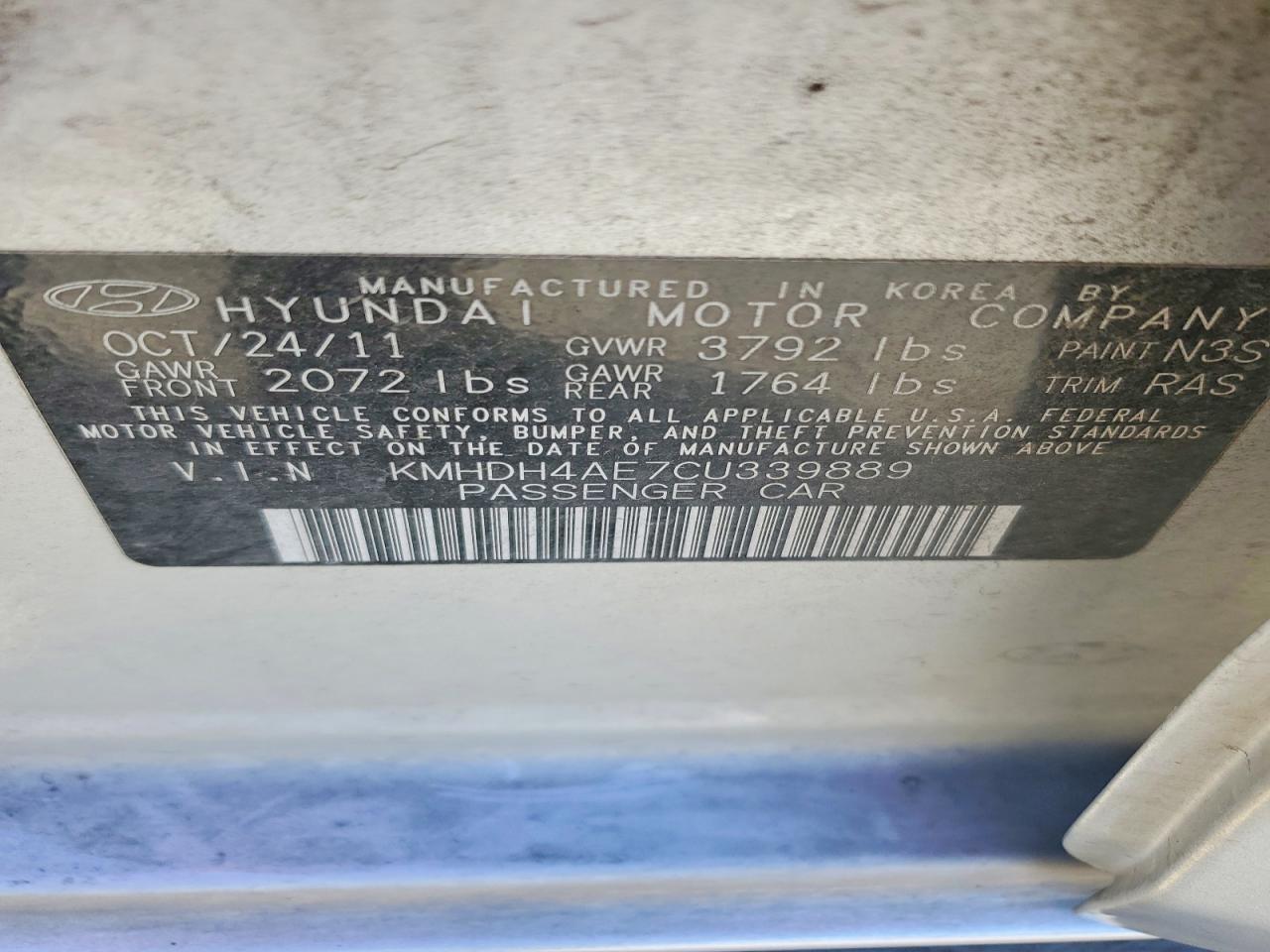 2012 HYUNDAI ELANTRA