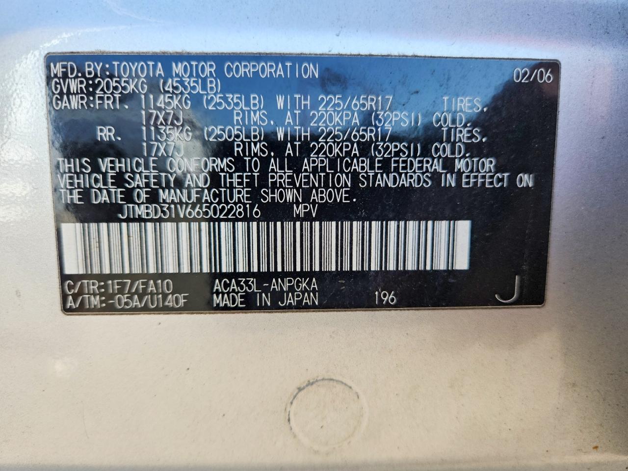 2006 TOYOTA RAV4
