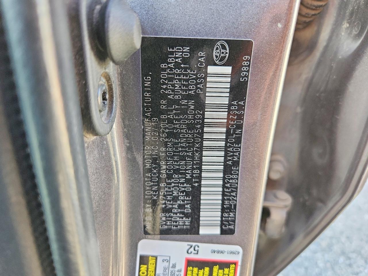 2019 TOYOTA CAMRY