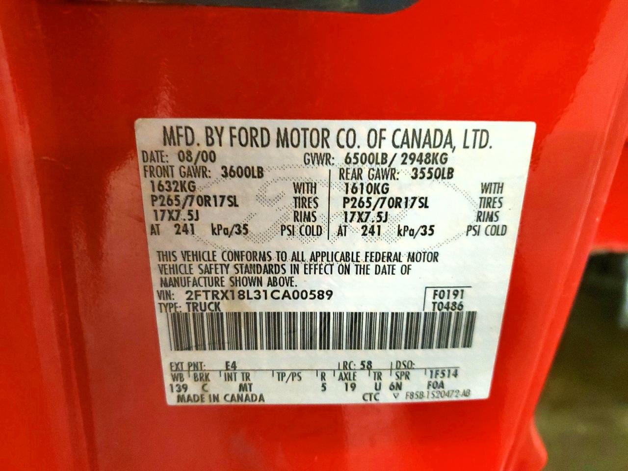 2001 FORD F150