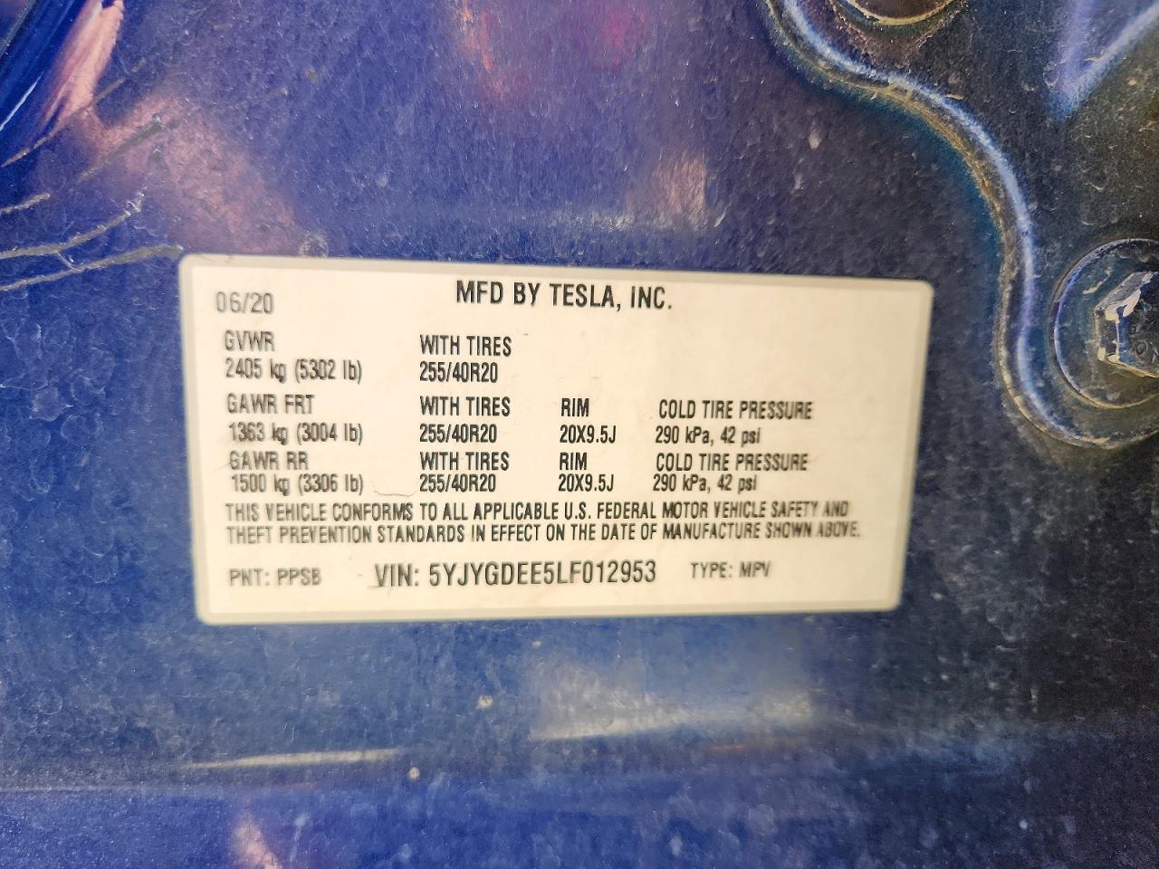 2020 TESLA MODEL Y