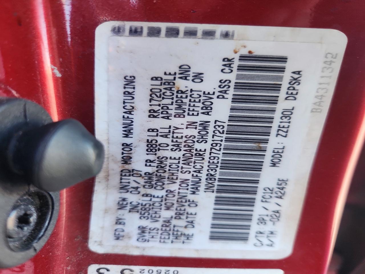 2007 TOYOTA COROLLA