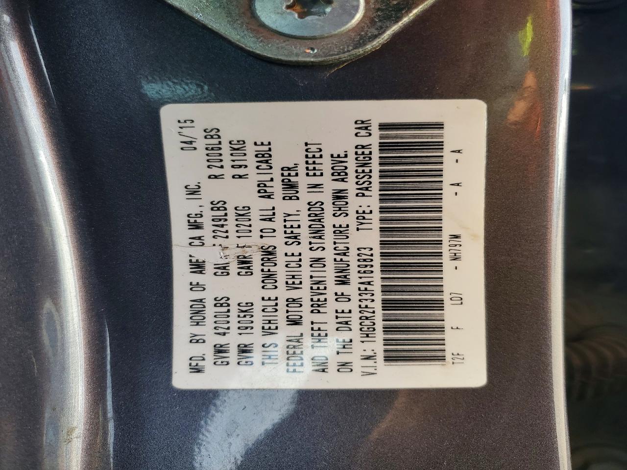 2015 HONDA ACCORD