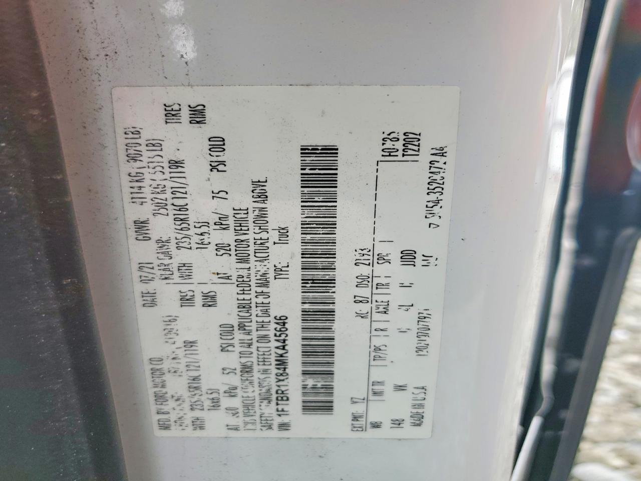 2021 FORD TRANSIT