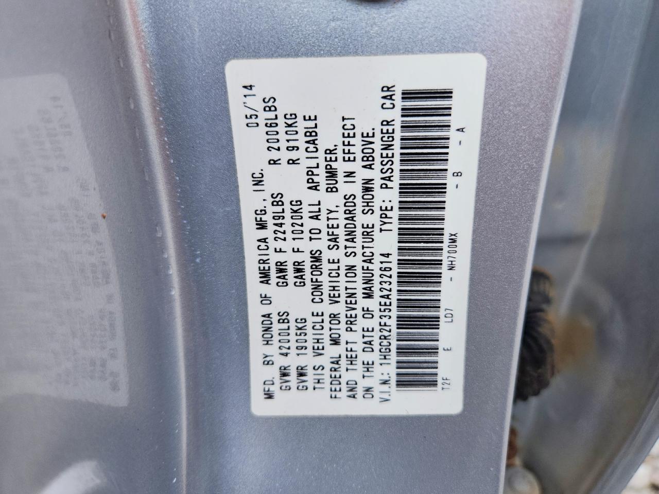 2014 HONDA ACCORD