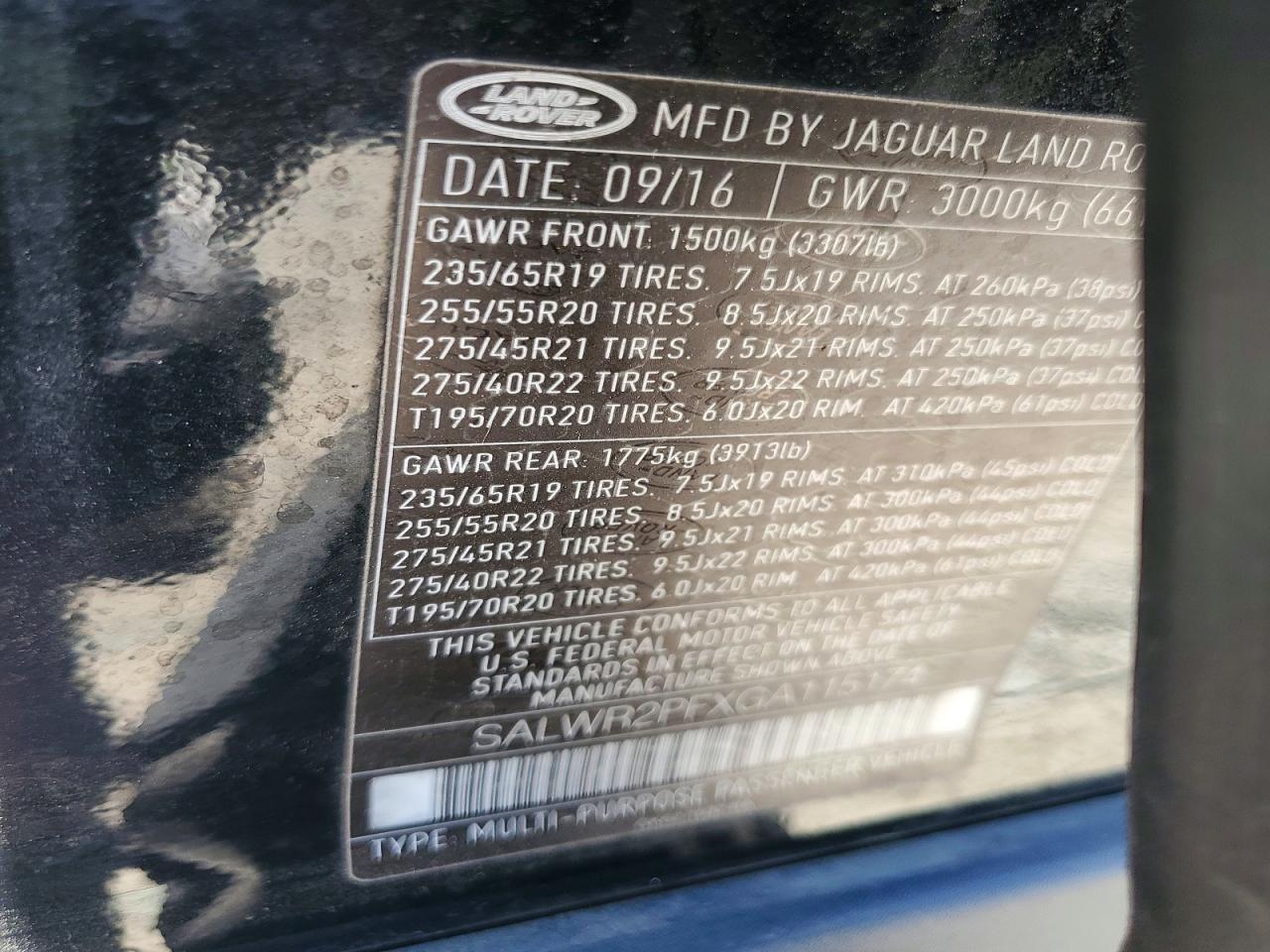 2016 LAND ROVER RANGEROVER