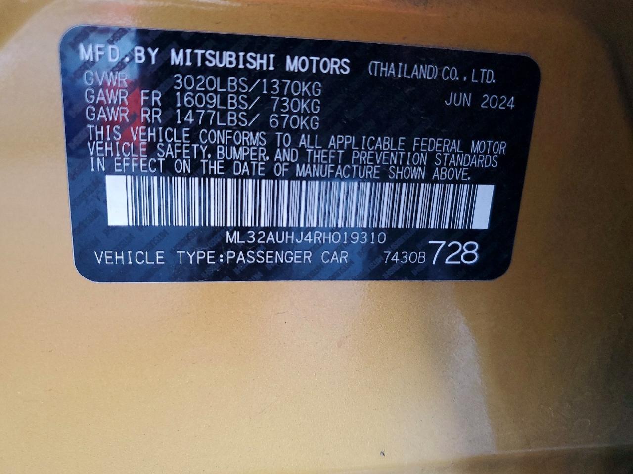 2024 MITSUBISHI MIRAGE