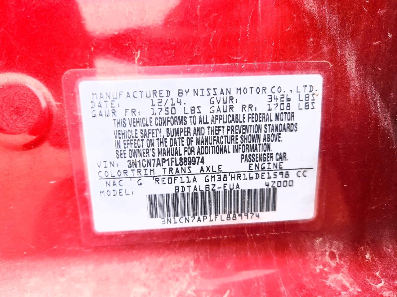 2015 NISSAN VERSA
