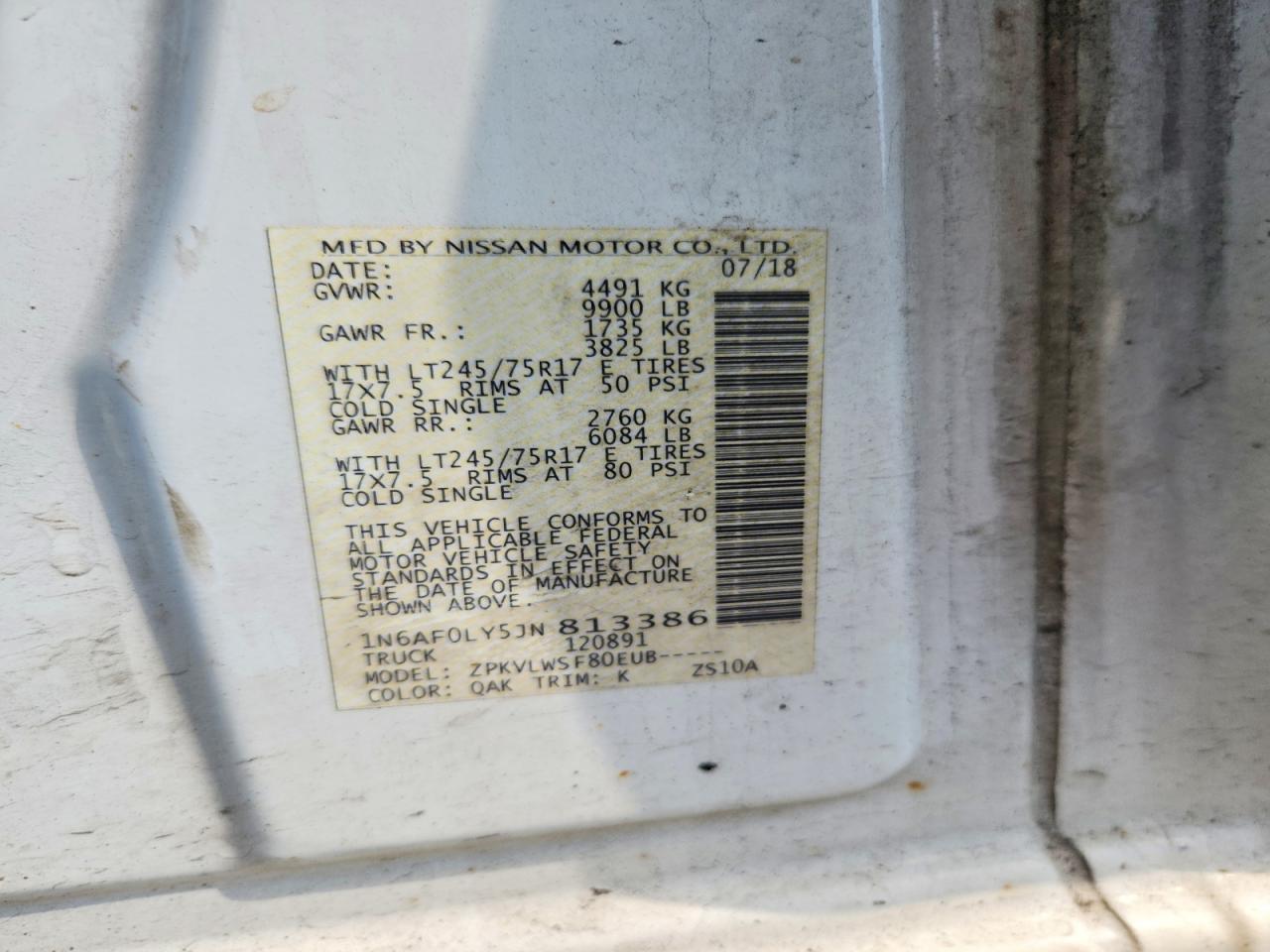 2018 NISSAN NV