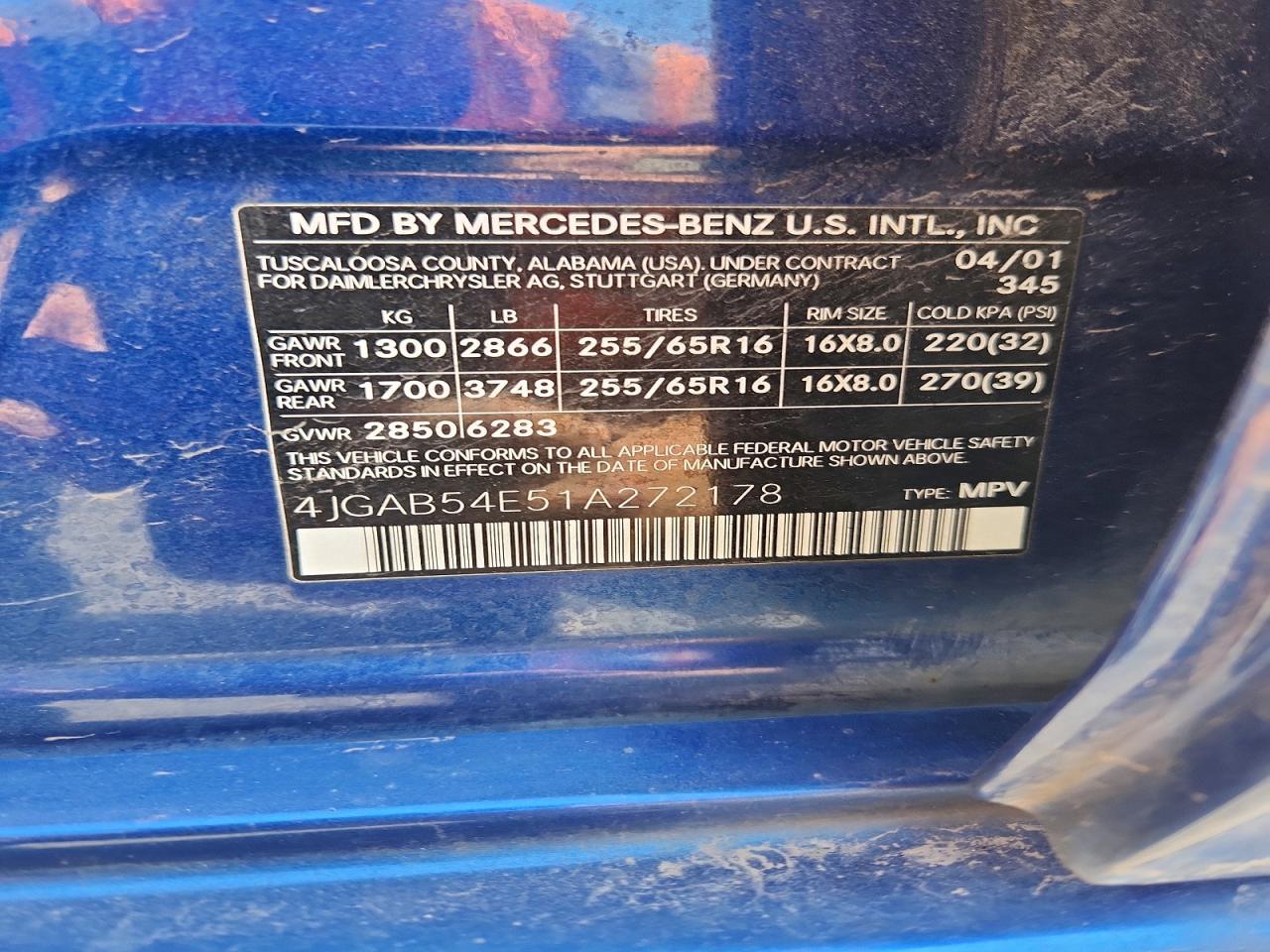 2001 MERZ M-CLASS
