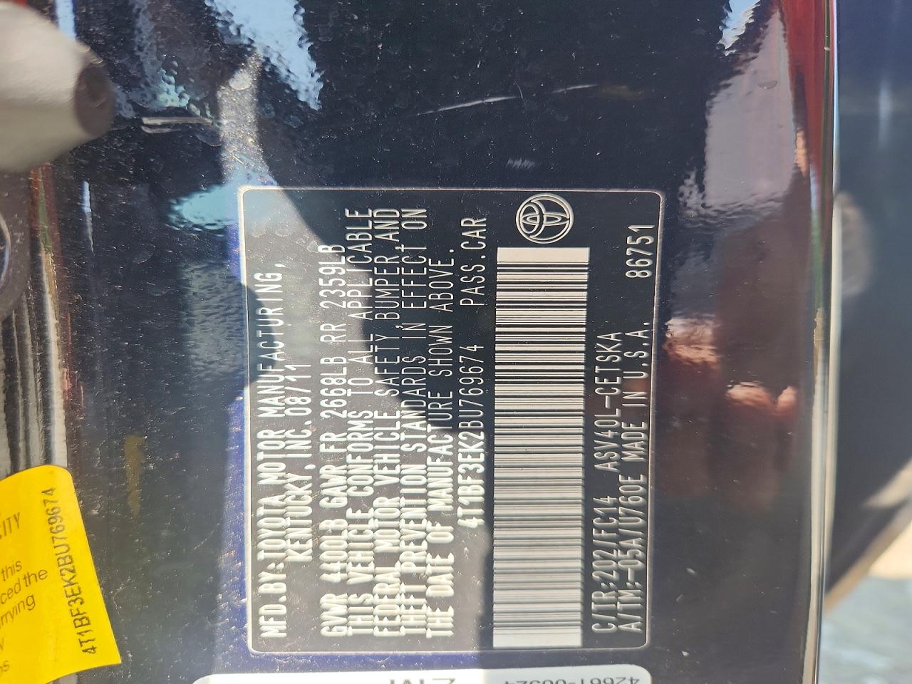 2011 TOYOTA CAMRY