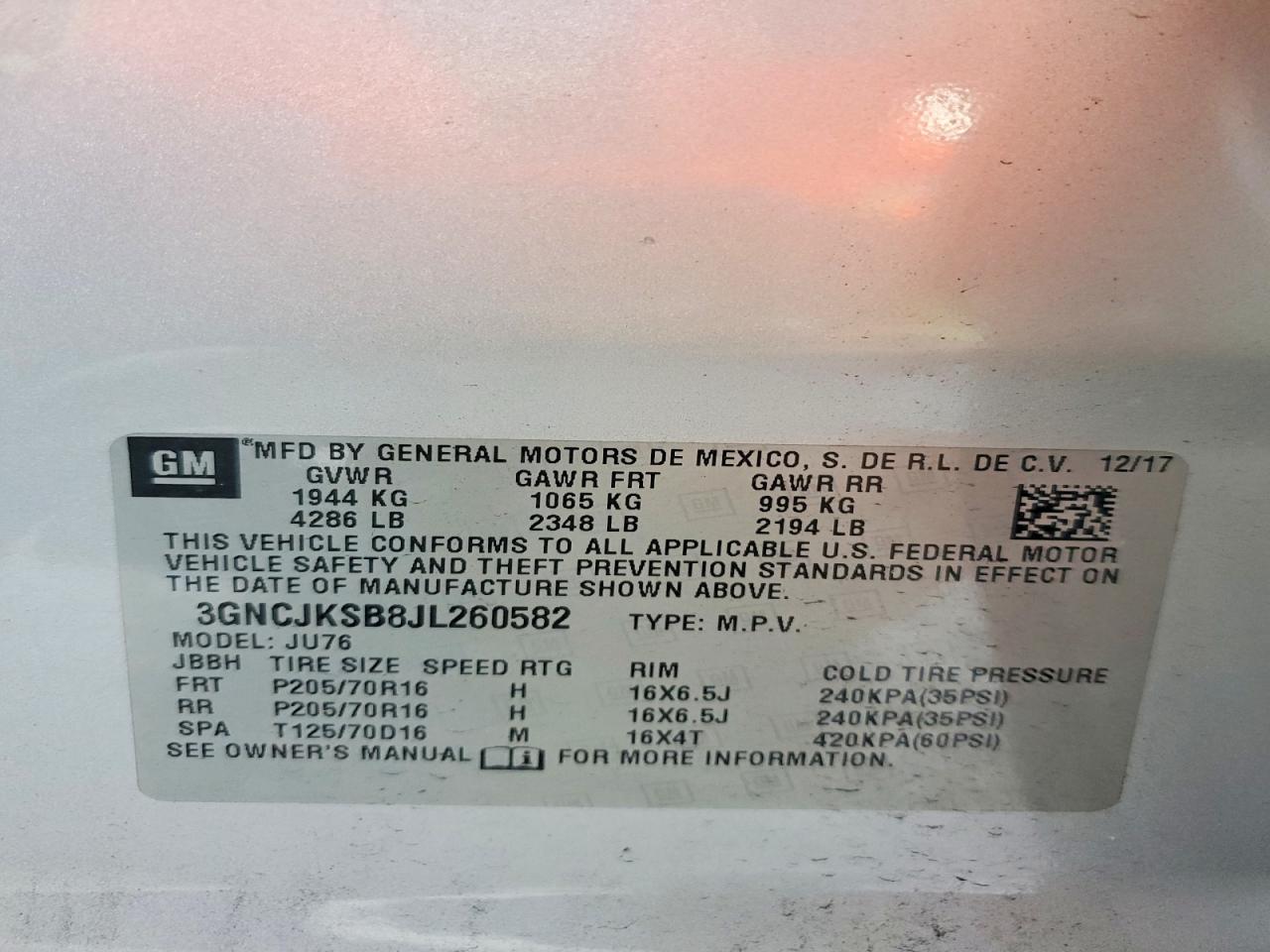2018 CHEVROLET TRAX