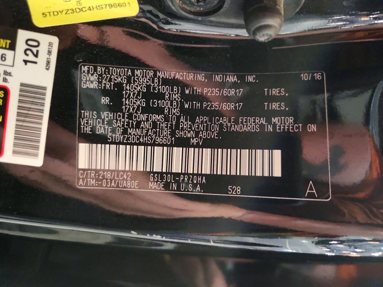 2017 TOYOTA SIENNA